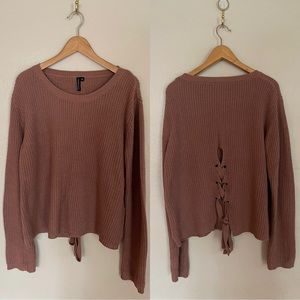 Moon & Madison Tie Back Sweater Size XL, Color Dusty Rose